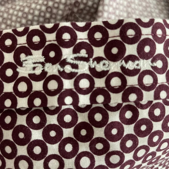 Ben Sherman Casual LS Button Down Cotton Circle Print Shirt Burg + White Sz S - Picture 8 of 9
